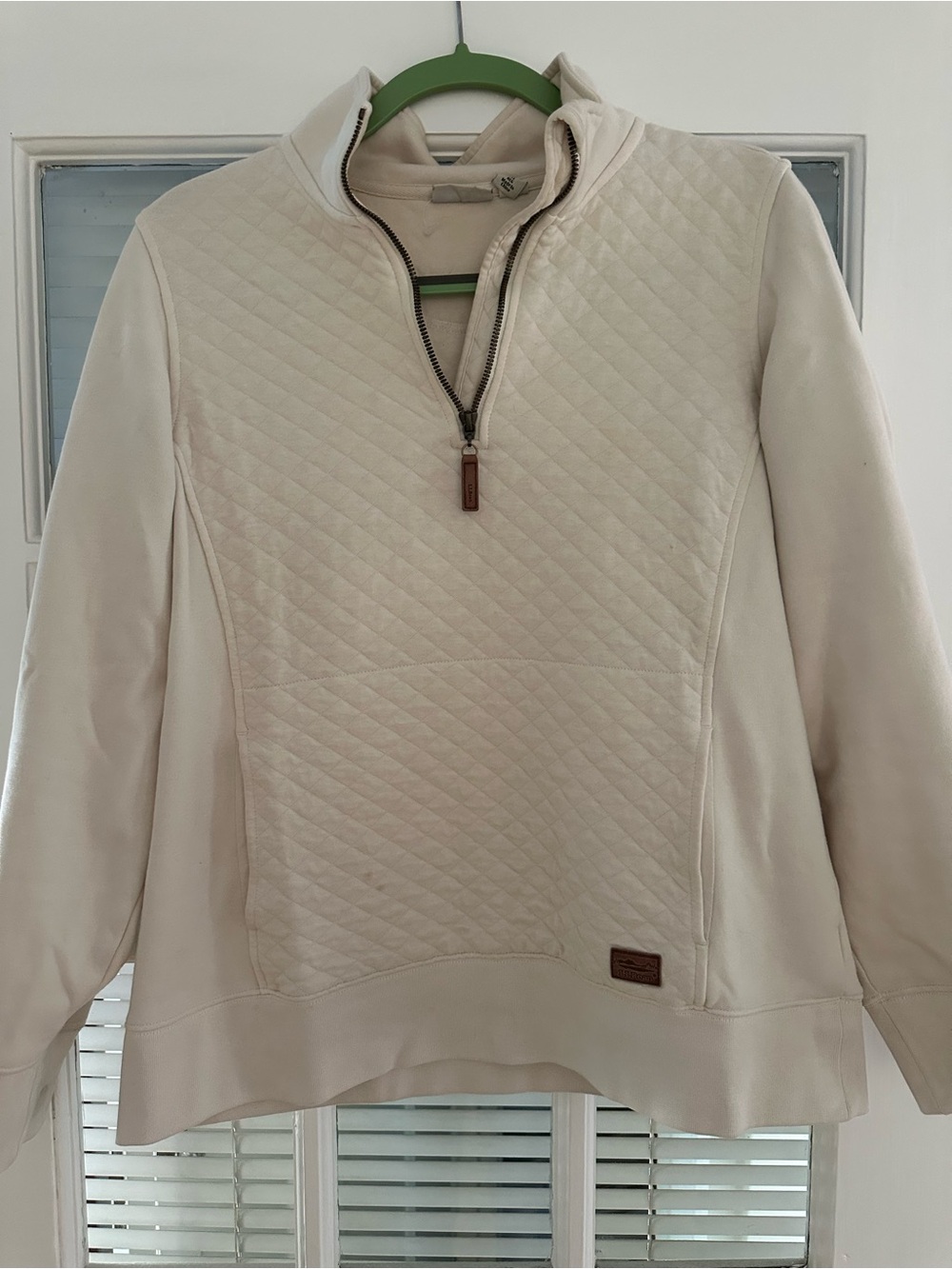 L.L. Bean Cream Quilted Half-Zip Pullover